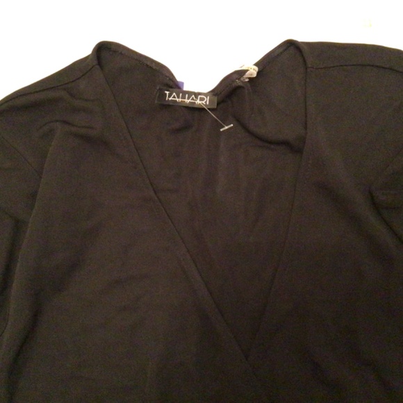 NWT Tahari Black Long Sleeve Wrap Midi Dress - Picture 7 of 9